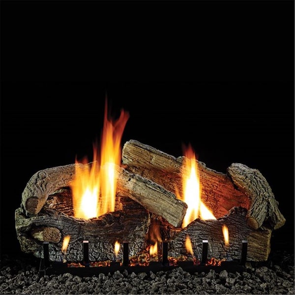 Mobiliario 30 in. Stacked Aged Oak Vent Free Refractory Log Set, 7 Piece MO2088838 - main